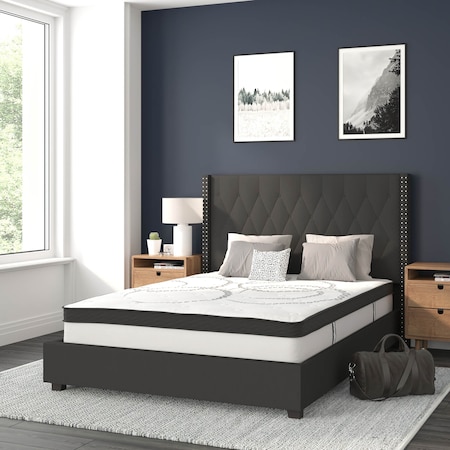 Flash Furniture Full Size Black Fabric Platform Bed & Mattress HG-BM10-38-GG